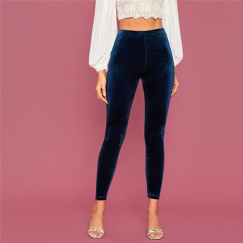 Women's Autumn Elastic-Waist Velvet Leggings