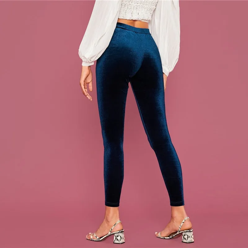 Women's Autumn Elastic-Waist Velvet Leggings