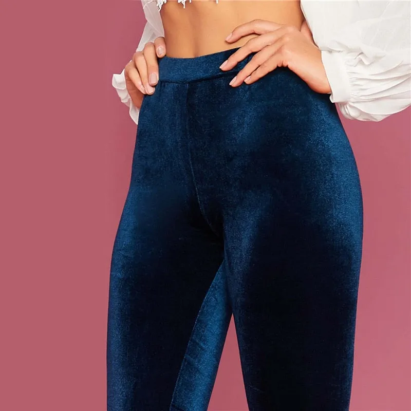 Women's Autumn Elastic-Waist Velvet Leggings