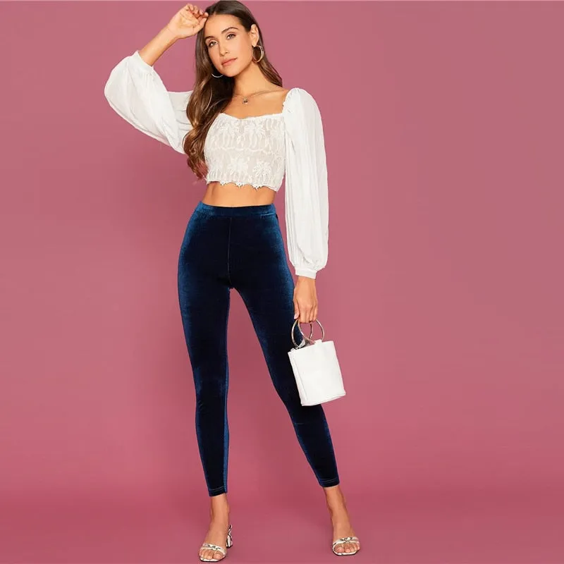 Women's Autumn Elastic-Waist Velvet Leggings