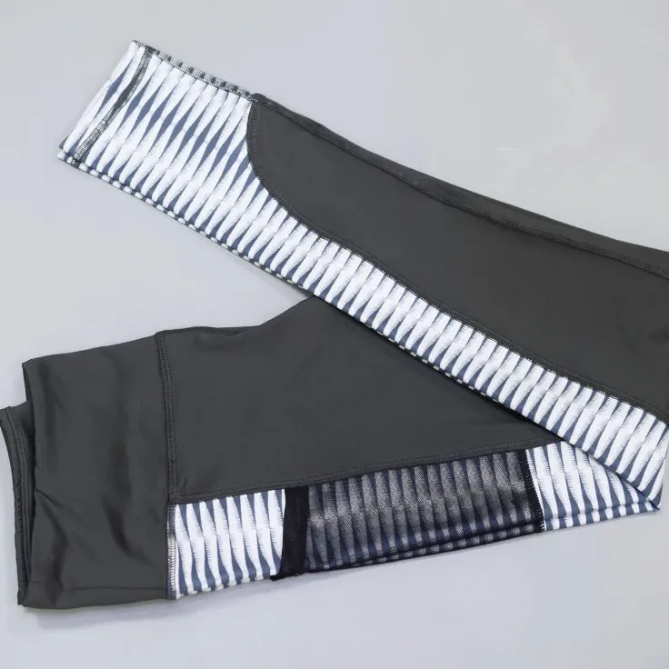 Women's Casual Spandex Striped High-Waist Fitness Leggings