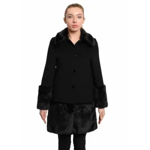 Women’s Faux Fur Trim Wool Mix Coat