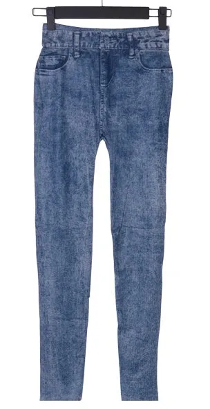 Women's Spring/Autumn Elastic Mid-Waist Slim Imitation Jeans Leggins