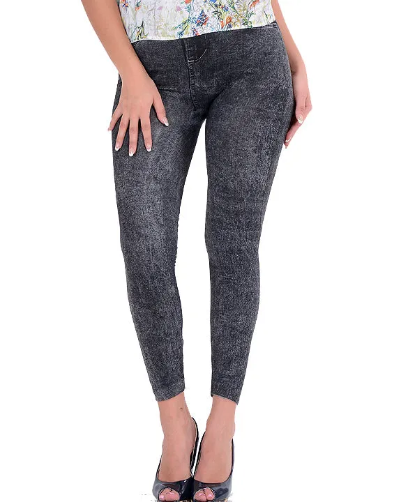 Women's Spring/Autumn Elastic Mid-Waist Slim Imitation Jeans Leggins