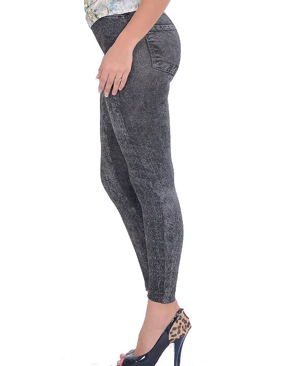 Women's Spring/Autumn Elastic Mid-Waist Slim Imitation Jeans Leggins