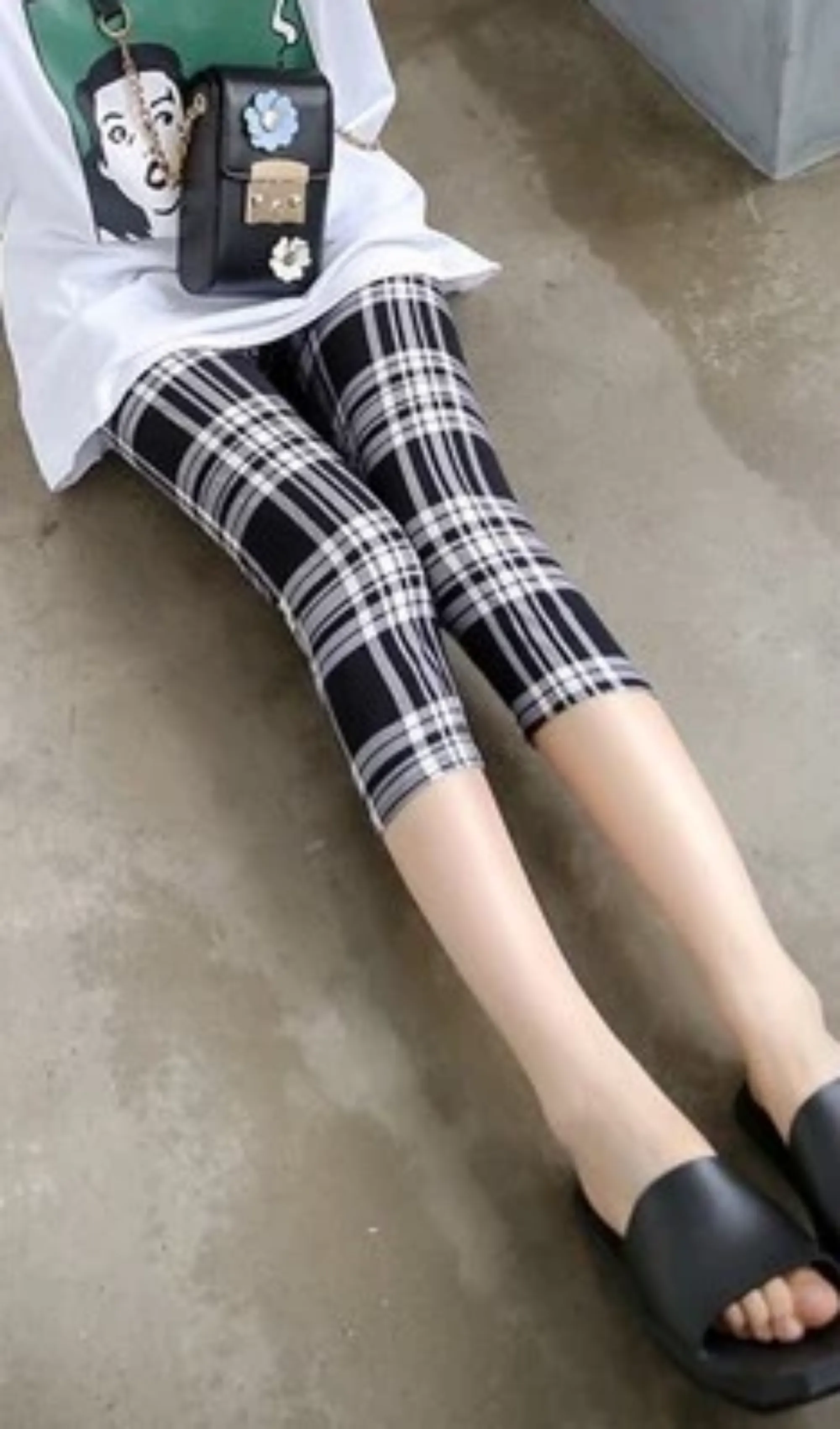 Women's Summer Polyester High-Waist Crop Leggings With Print