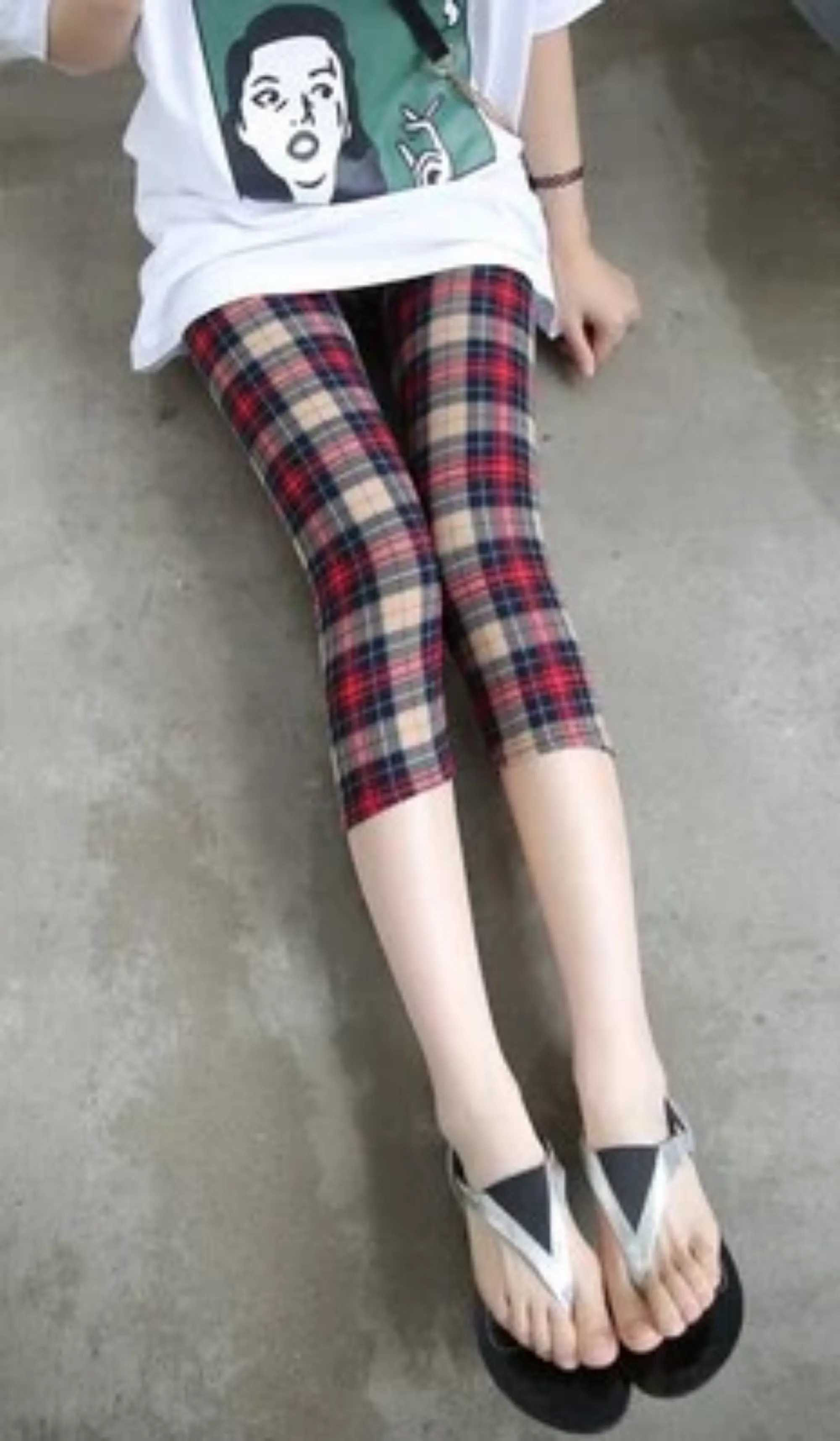 Women's Summer Polyester High-Waist Crop Leggings With Print