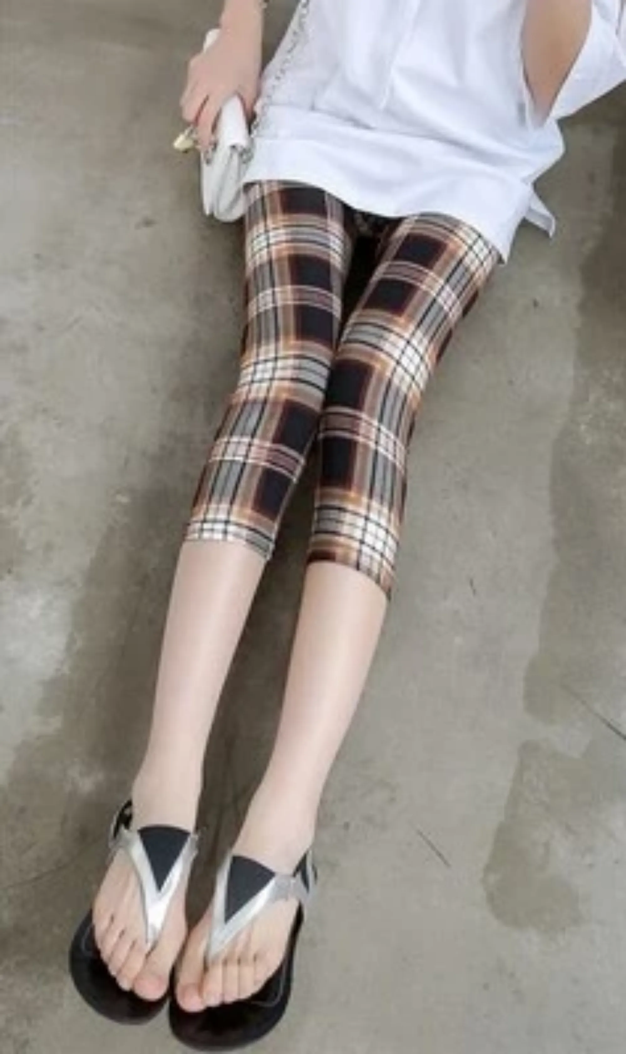 Women's Summer Polyester High-Waist Crop Leggings With Print