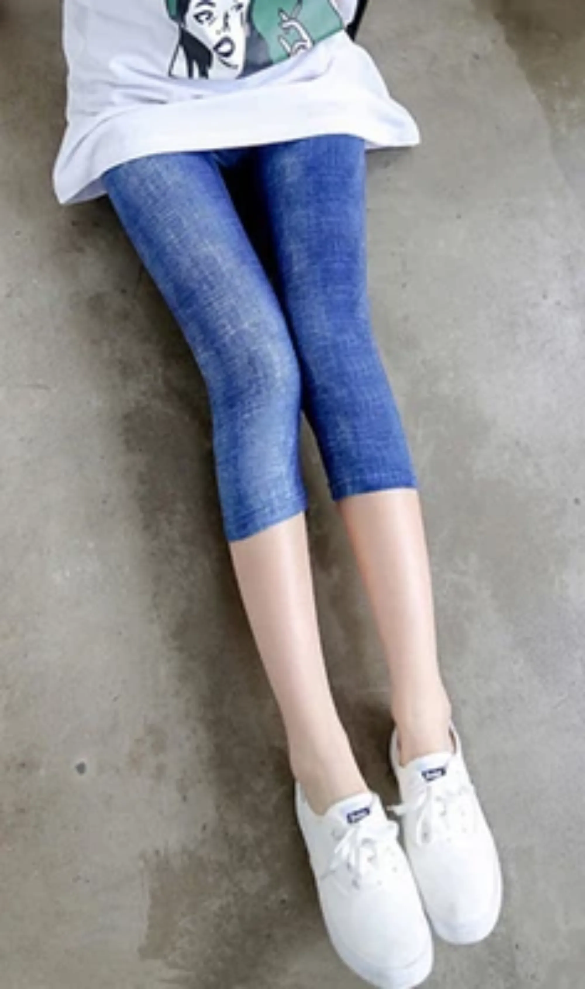 Women's Summer Polyester High-Waist Crop Leggings With Print