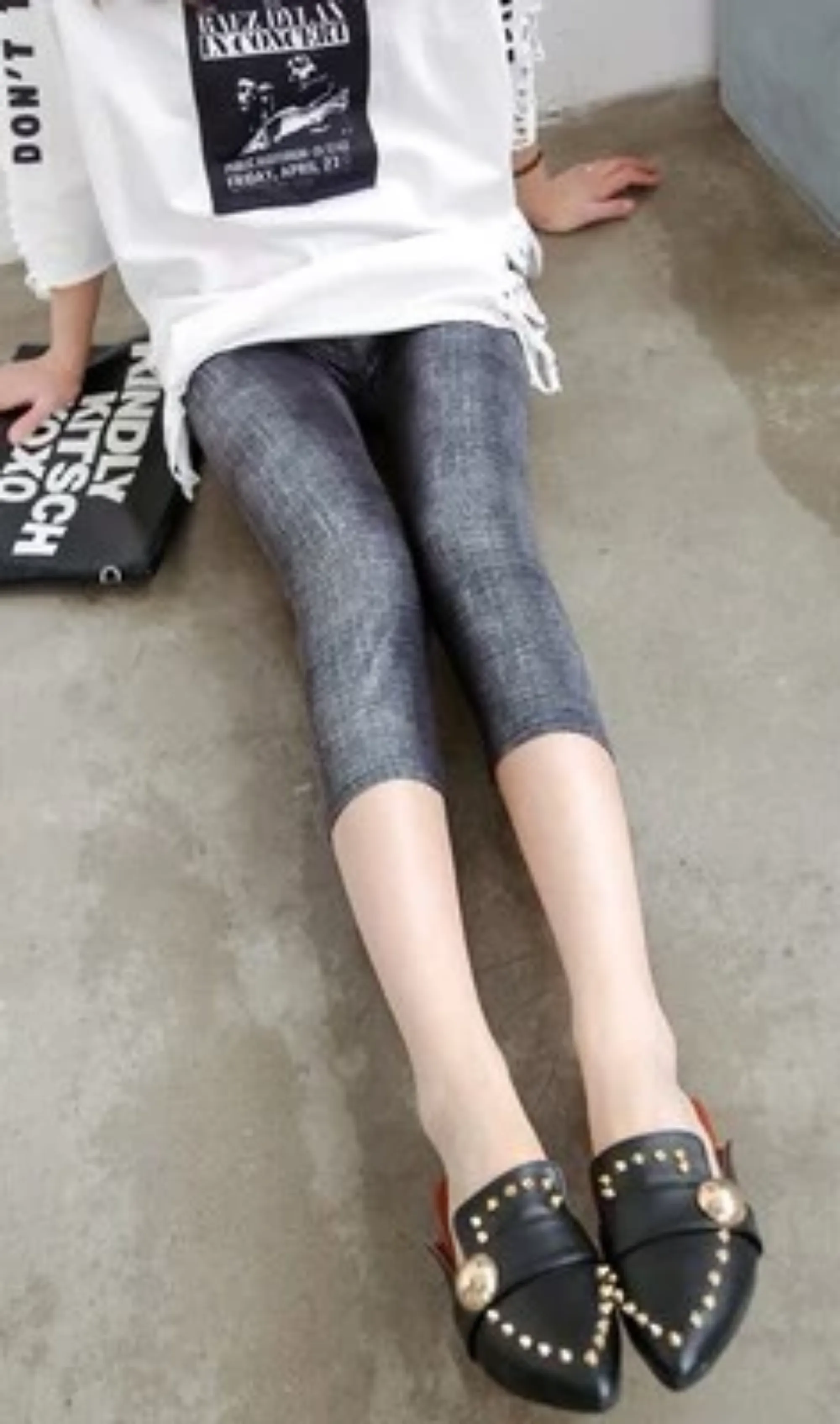 Women's Summer Polyester High-Waist Crop Leggings With Print