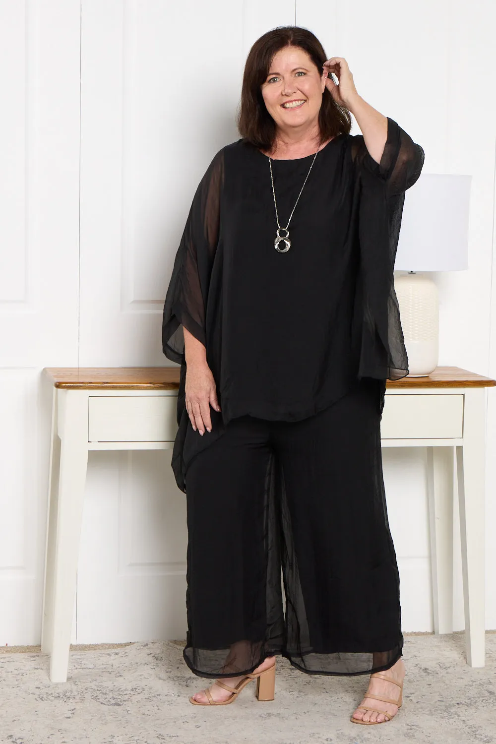 Zamira Chiffon Pants - Black
