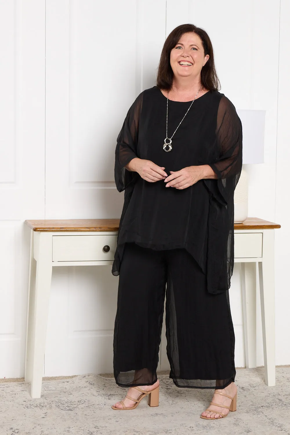 Zamira Chiffon Pants - Black